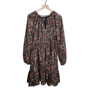 OLD NAVY floral metallic knee length empire waist holiday plus size dress 2X